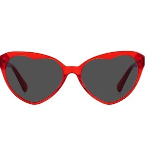Kate Spade VELMA 57mm Vibrant Red Cat-Eye Sunglasses with Black Lenses